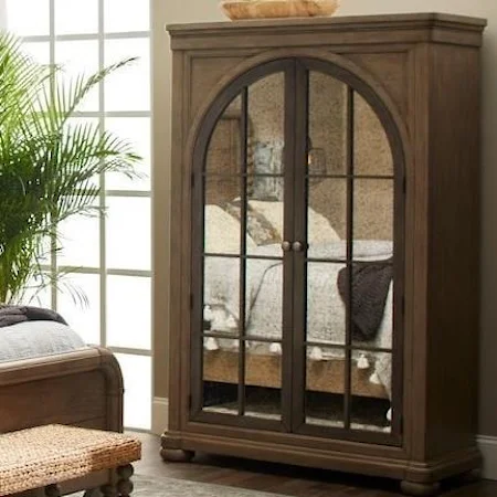 Ryman Armoire with Glass Doors and Hanging Clothes Rod